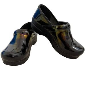 Dansko Professional Petrol Patent Leather Clogs Women 37 EU 6.5-7 US Iridescent
